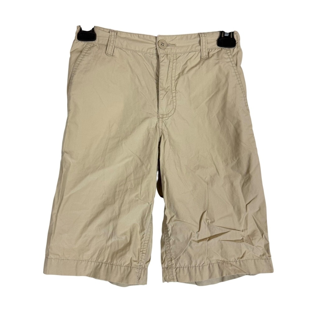 Old Navy Shorts Kids 10 Beige Bermuda Chino Twill 10 Inseam Zip Pockets Casual
